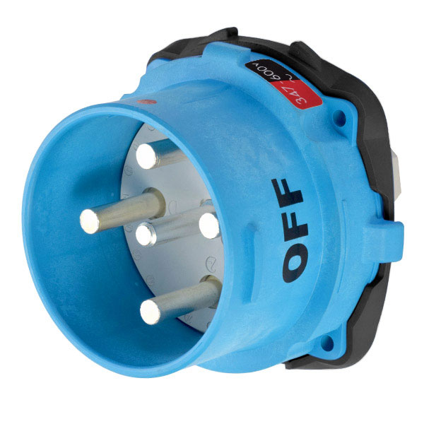 33-98147 - DS100 INLET POLY BLUE SIZE 5 TYPE 4X 3P+N+G 100A 347/600 VAC 60 Hz NO AUX